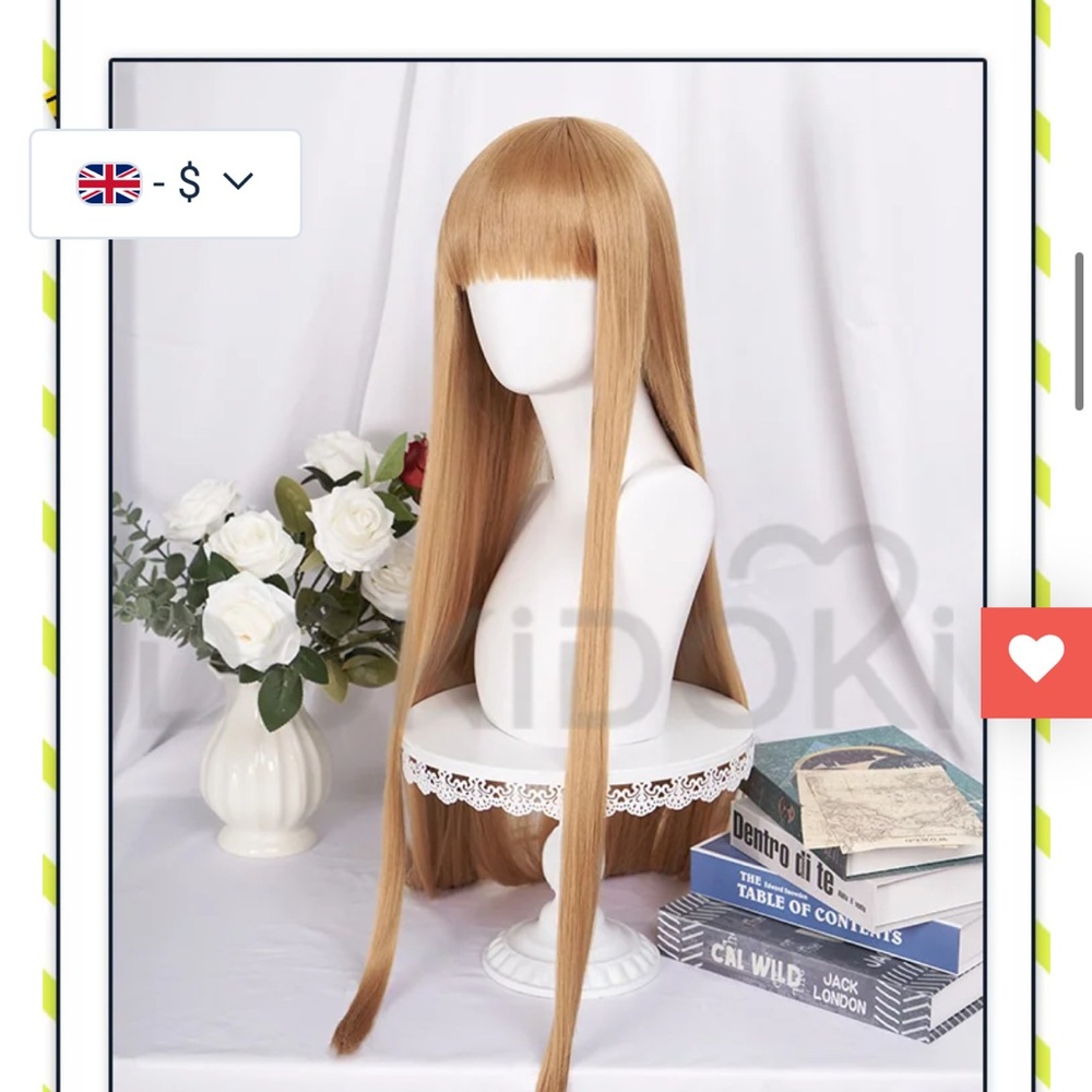 DokiDoki Anime Spice and Wolf Cosplay Holo Wig Long Straight Orange Hair